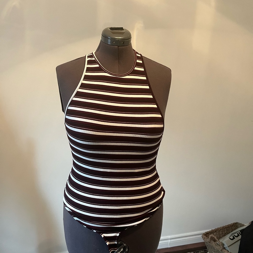 Urban Outfitters Striped Brown and White Bodysuit